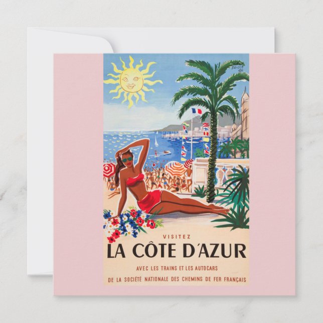 Vintage Cote D'Azur Beach Girl (Frente)
