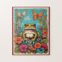 Vintage Cottagecore Sapo Quebra-cabeça Whimsical F