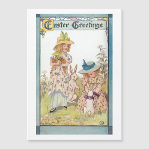 Vintage Country Girls with Easter Bunnies & Pintin