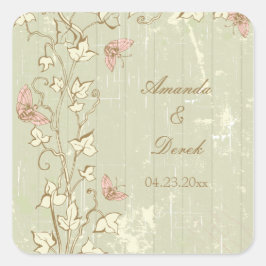 Vintage country rústico creme adesivos de casament