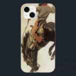 Vintage Cowboy, Bronco Buster Study pelo NC Wyeth<br><div class="desc">Ilustração Vintage pintura de arte no Oeste Americano apresentando um vaqueiro pioneiro cavalgando um cavalo de bronco selvagem num rodeio. Estudo de Bronco Buster pelo NC Wyeth. 1902.</div>