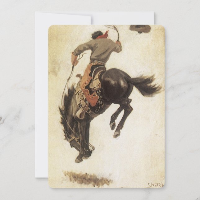 Vintage Cowboy, Bronco Buster Study pelo NC Wyeth (Frente)