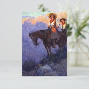Vintage Cowboys, Man and Woman on Horses, Anderson