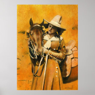Vintage Cowgirl Impressão