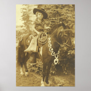 VINTAGE COWGIRL POSTER OCIDENTAL
