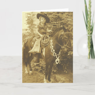 VINTAGE COWGIRL RODEO GREETING CARTÃO