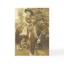 VINTAGE COWGIRL RODEO GREETING CARTÃO
