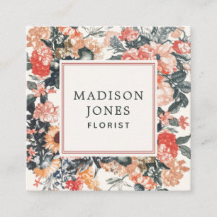 Vintage Cream Cottagecore Floral Cartão de visita