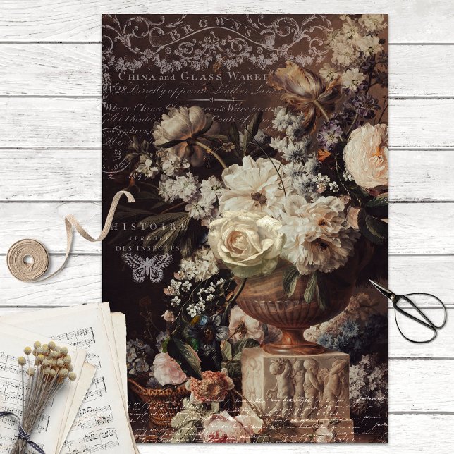 Vintage Cream e Papel Tecido de Decoupage Castanho (Criador carregado)