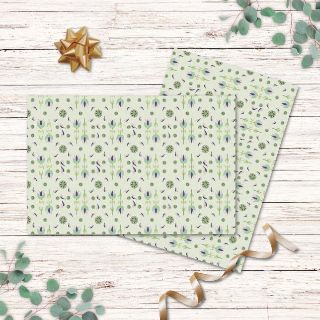 Vintage - Cream - Papel de Tecido Floral (Vintage Inspired Cream Floral Tissue Paper)