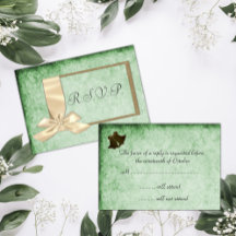 Vintage Cream Ribbon e RSVP de Casamento Verde