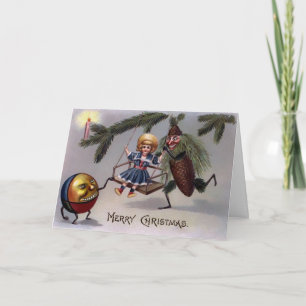 Vintage Creepy Cartão de Natal Vitoriano