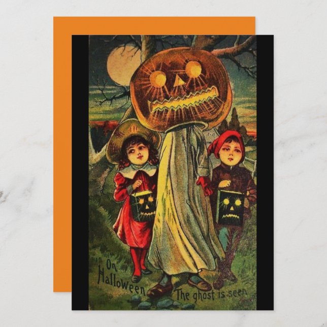 Vintage Crianças De Halloween Trick Ou Tratamentos (Frente/Verso)