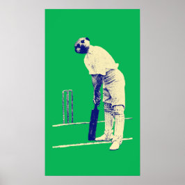 vintage cricketing meerkat poster personalizável