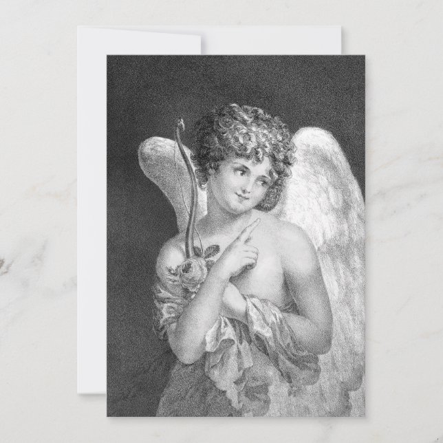 Vintage Cupid - Convites Românticos para Casamento (Frente)