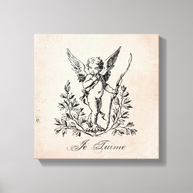 Vintage Cupid Francesa esticada canvas (Frente)