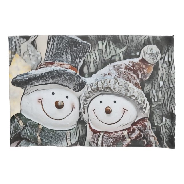 Vintage Cute Snowman e Snow Woman Drake (Frente)