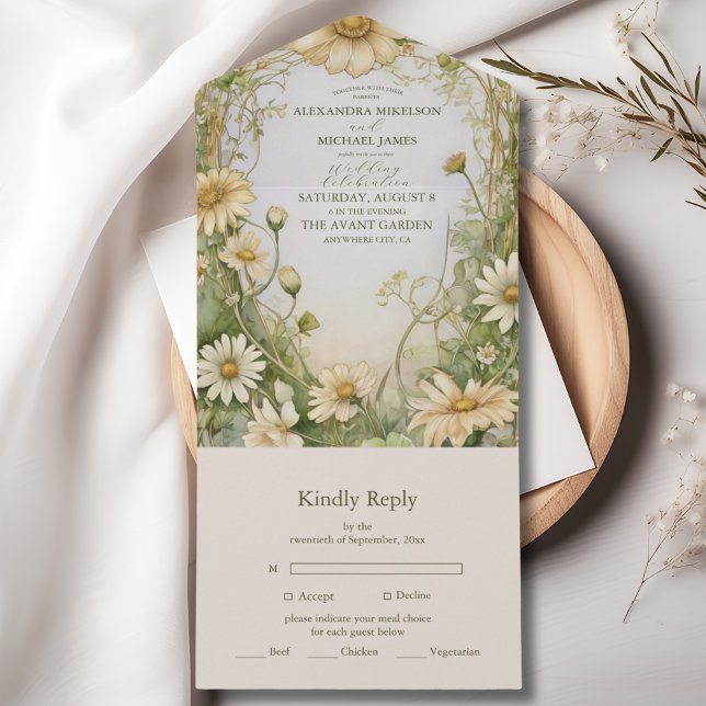 Vintage Daisy Wedding Art Nouveau (Criador carregado)