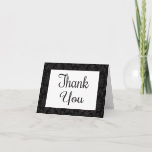 Vintage Damask Agradecimento Preto e Cinza Floral