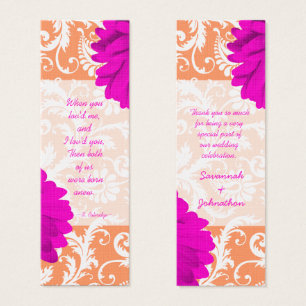 Vintage Damask Gerber Daisy Wedding Tags