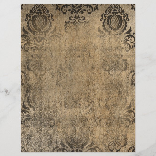 Vintage Damask Grungy Scrapbook Paper (Frente)