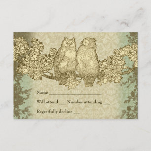 Vintage Damask Mr e Mrs Owl Rsvp com envelope