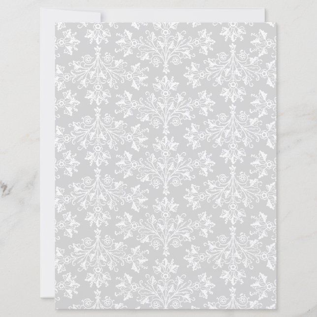 Vintage Damask Pattern in White on Light Gray (Frente)