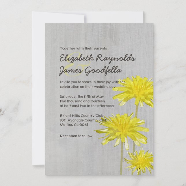 Vintage Dandelions Convites de Casamento (Frente)