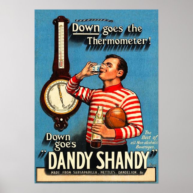 Vintage Dandy Shandy Rugby Impressão (Frente)