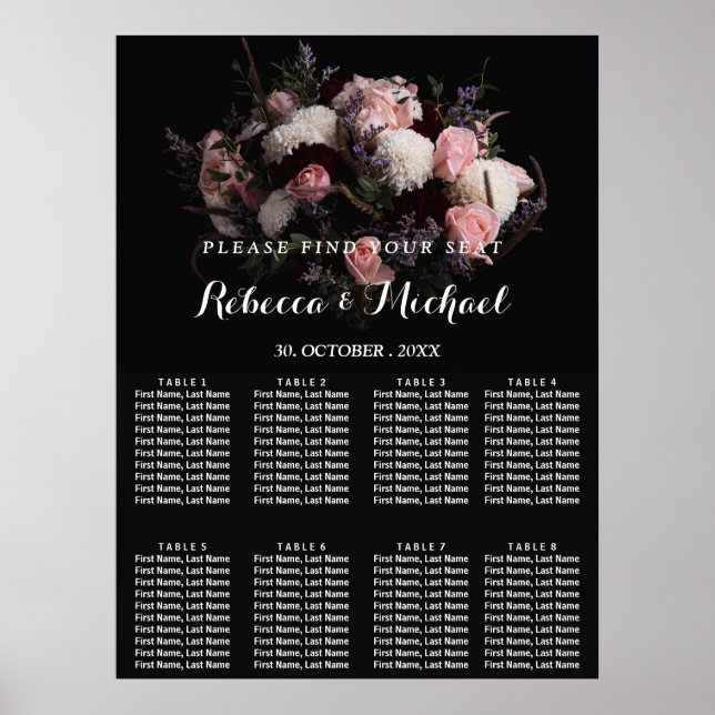 Vintage Dark Floral Poster (Frente)