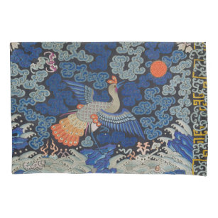 Vintage de bordado chinês azul-pássaro