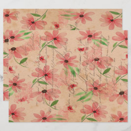 Vintage de Campo de Margarida Vermelha com Aquarel