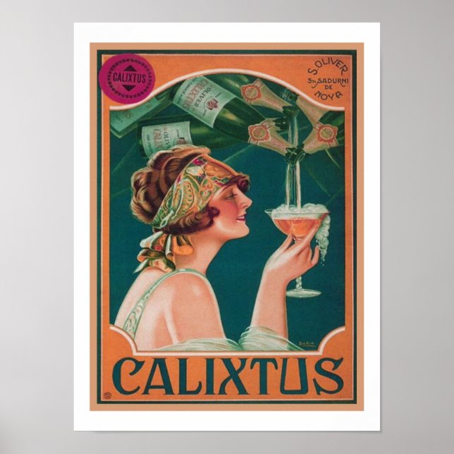 Vintage Deco Calixtus Champagne Poster (Frente)
