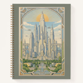 Vintage Deco Ivory City & Retro-Futurist Skyline