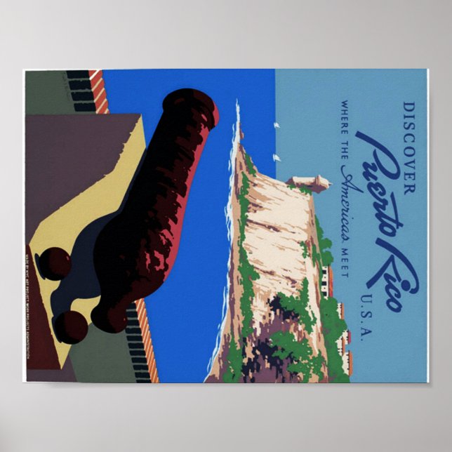 Vintage Descover Puerto Rico WPA Poster (Frente)