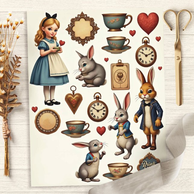 Vintage Design Alice Fussy Cut Mundo das Maravilha (Criador carregado)