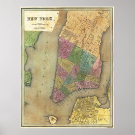 Vintage Detailed New York Map Poster 1838