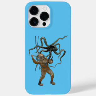 Vintage Diver com uma Faca e um Octopus