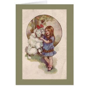 Vintage do cartão de Greetng da caniche