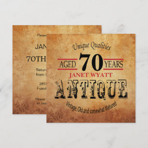 vintage do convite de aniversário do 70 - idade