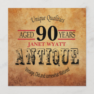 vintage do convite de aniversário do 90 - idade