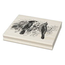 Vintage - Dois Pássaros Carimbo De Borracha Antiqu