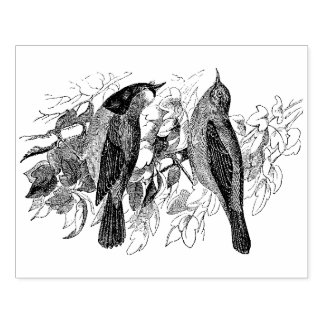 Vintage - Dois Pássaros Carimbo De Borracha Antiqu