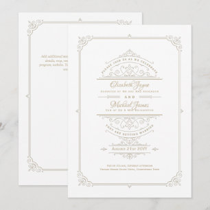 Vintage dos Convites de Casamento de Regência Con