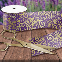 Vintage Dourada Swirls Padrão Luxúria Roxo Ametist