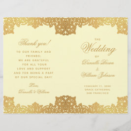 Vintage Dourado Cream Elegant Foled Wedding Progra