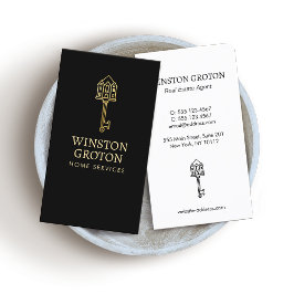 Vintage Dourado House Key Black Cartão de visita