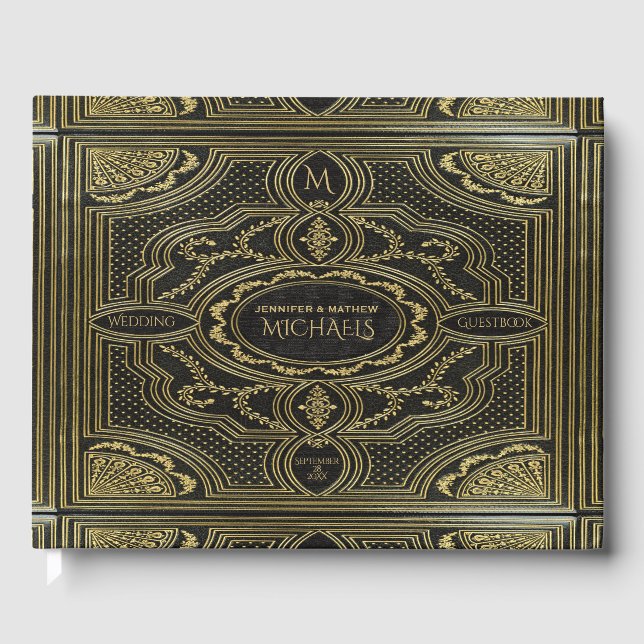 Vintage Dourado Livro de Convidados (Frente)
