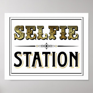 Vintage Dourado Sinal de ESTAÇÃO SELFIE Impressão