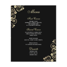 Vintage Dourado Swirl no Menu de Casamento do Orça